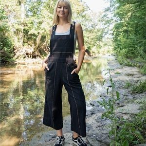 NWOT Liz Alig Black stripe jumpsuit Medium